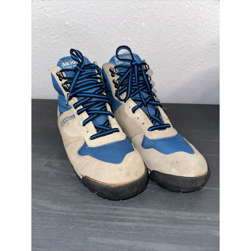 Merrell Women's Hiking Boots Suede Shoes Air Cushion gray/blue Size 9